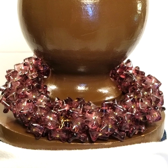 Genuine hand-carved Amethyst Flower Beads & Gold Toggle Clasp Cluster Bracelet! - Picture 5 of 12